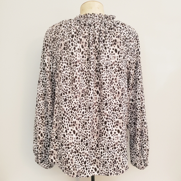 A New Day Long Sleeve Animal Print Blouse Brown Size Small - Picture 5 of 11
